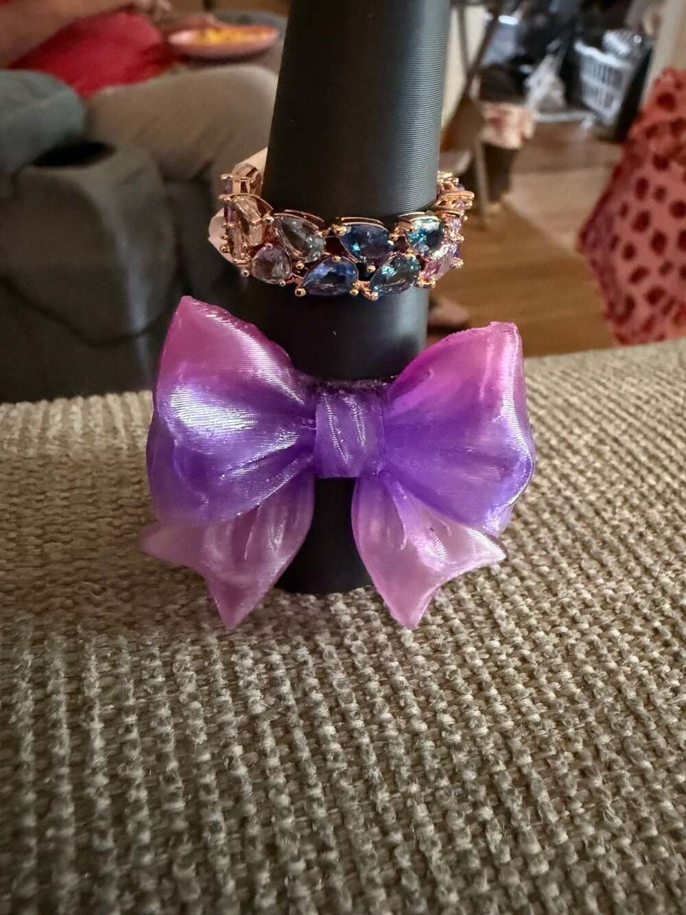 Bomb Party The Scattered Band Rose Gold Plated Aqua Blue Spinel and Amethyst Rin